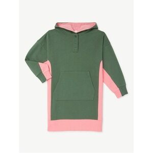 Free Assembly Girls Olive/Pink Color Block Hoodie Dress Size Small (6/6x)